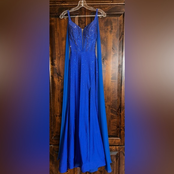 Amarra Royal BlueProm Cocktail Dress With Small Train Size 4 Style #63888-R4